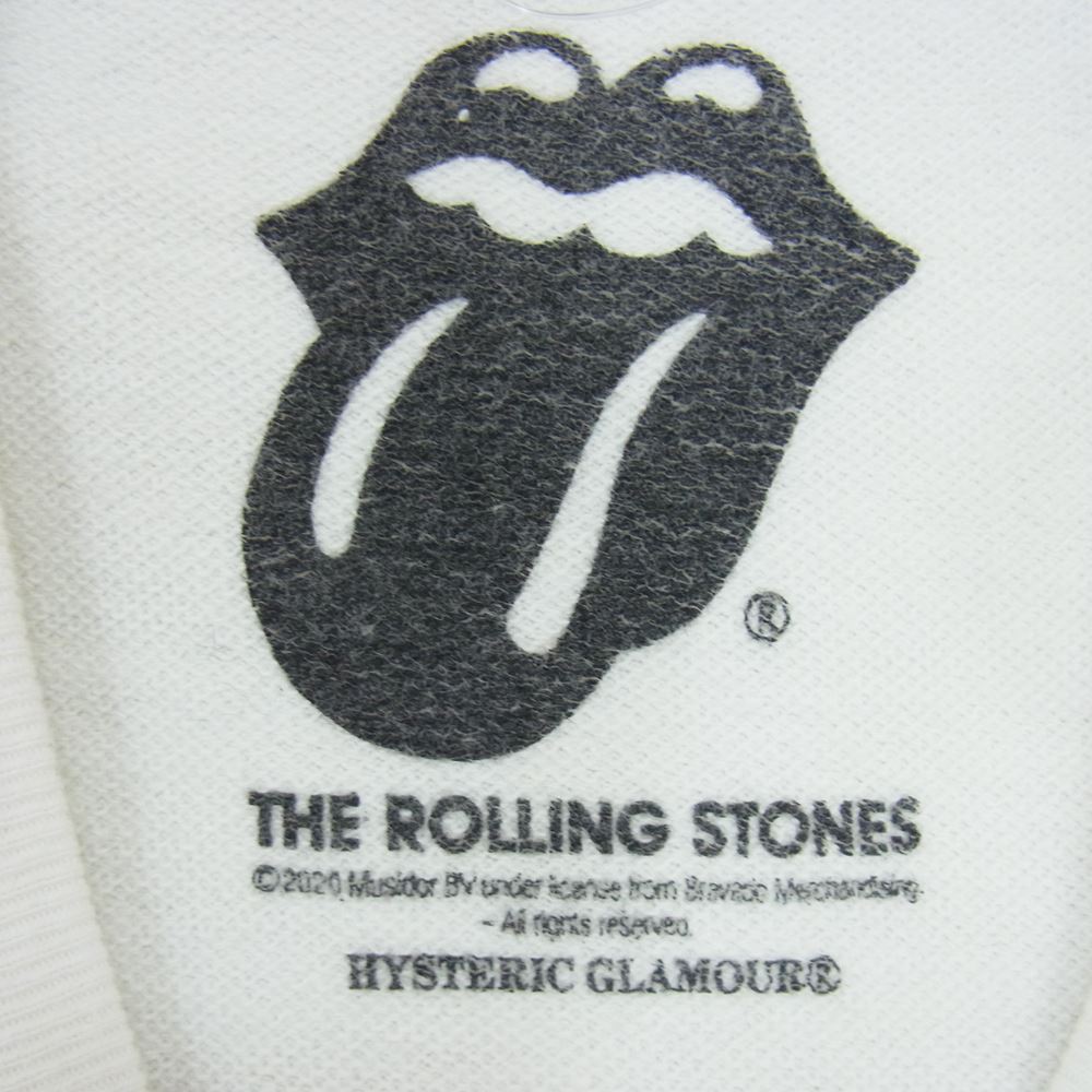 HYSTERIC GLAMOUR ヒステリックグラマー 06201CS01 THEE XXX トリプルエックス THE ROLLING STONES ザ ローリング ストーンズ プリント スウェット ホワイト系 S【中古】