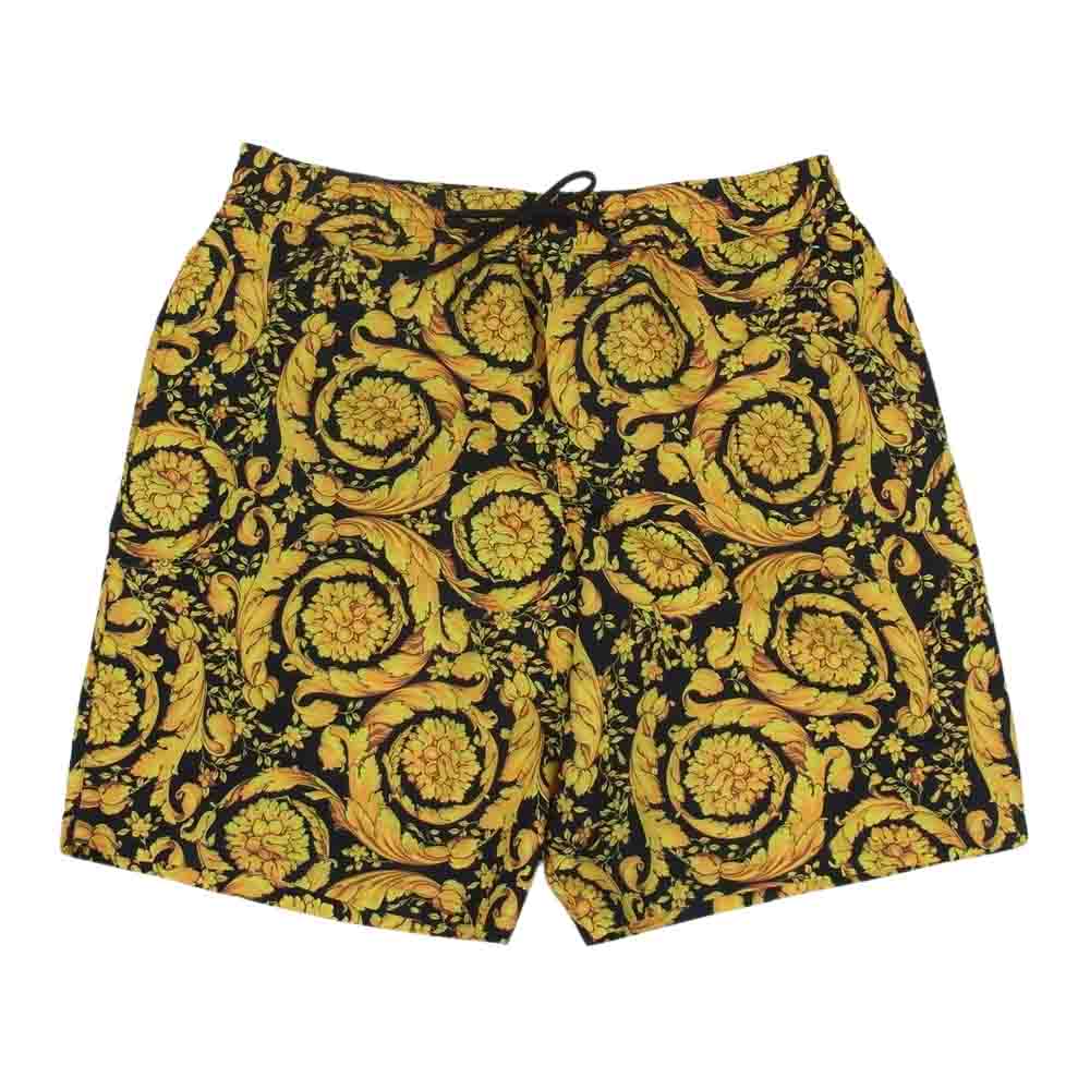 VERSACE ヴェルサーチ ABU05021 バロッコ スイム ショート パンツ 水着 ブラック系 イエロー系 5【美品】【中古】