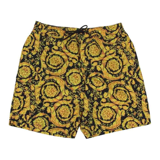 VERSACE ヴェルサーチ ABU05021 バロッコ スイム ショート パンツ 水着 ブラック系 イエロー系 5【美品】【中古】