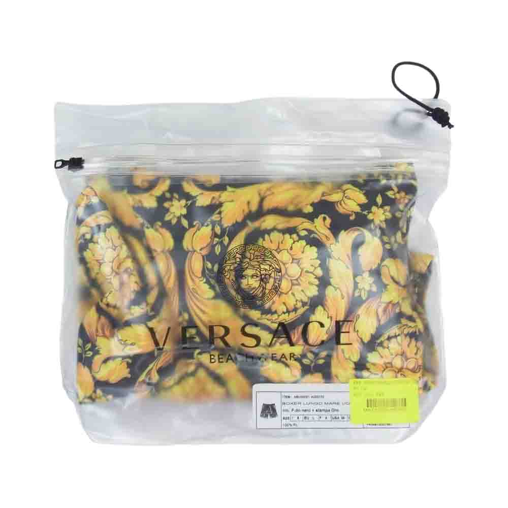VERSACE ヴェルサーチ ABU05021 バロッコ スイム ショート パンツ 水着 ブラック系 イエロー系 5【美品】【中古】