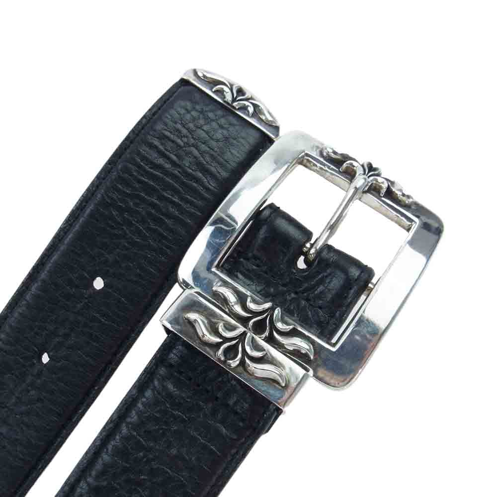 CHROME HEARTS クロムハーツ（原本有） 1.5 OJT 3PC 3ピース スクエアバックル レザー ベルト シルバー系 ブラック系 36【中古】