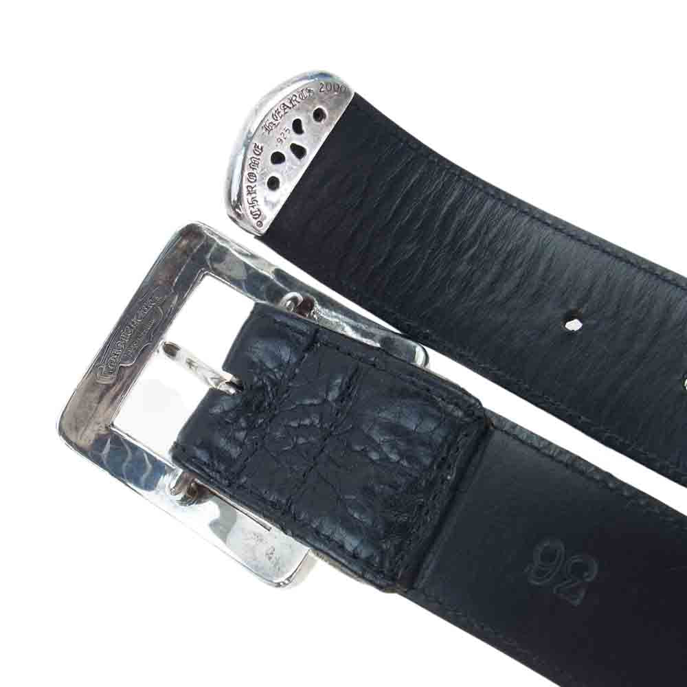 CHROME HEARTS クロムハーツ（原本有） 1.5 OJT 3PC 3ピース スクエアバックル レザー ベルト シルバー系 ブラック系 36【中古】