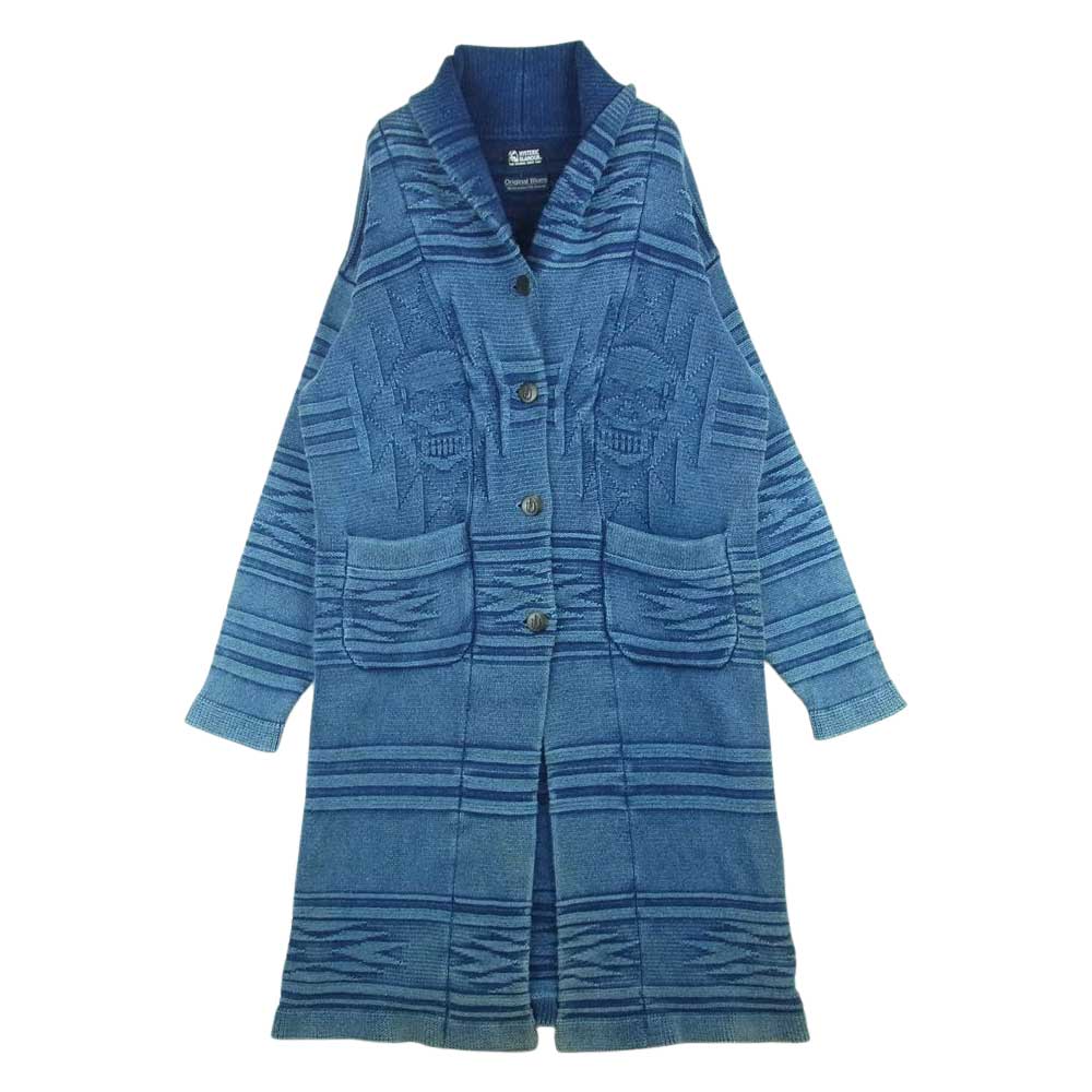 HYSTERIC GLAMOUR ヒステリックグラマー 01183ND02 ORIGINAL BLUES オリジナル ブルーズ SKULL CHIMAYO スカル ガウン ニット インディゴブルー系 FREE【中古】