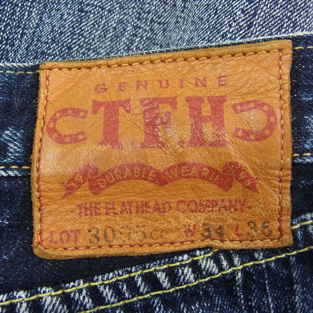 THE FLAT HEAD ザフラットヘッド 3005cc ユーズド 加工 デニム パンツ インディゴブルー系 34【中古】