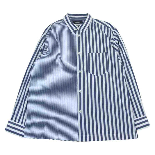 ZUCCa ズッカ CZ06-FJ530 ストライプ 切替 ドッキング 長袖 Tシャツ ネイビー系 ホワイト系 S【中古】