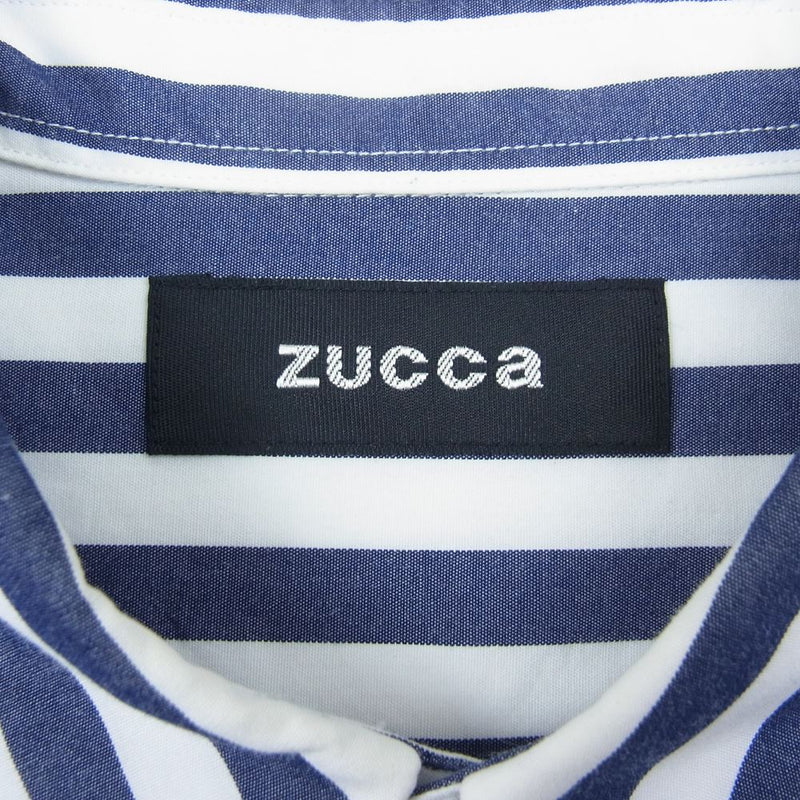ZUCCa ズッカ CZ06-FJ530 ストライプ 切替 ドッキング 長袖 Tシャツ ネイビー系 ホワイト系 S【中古】