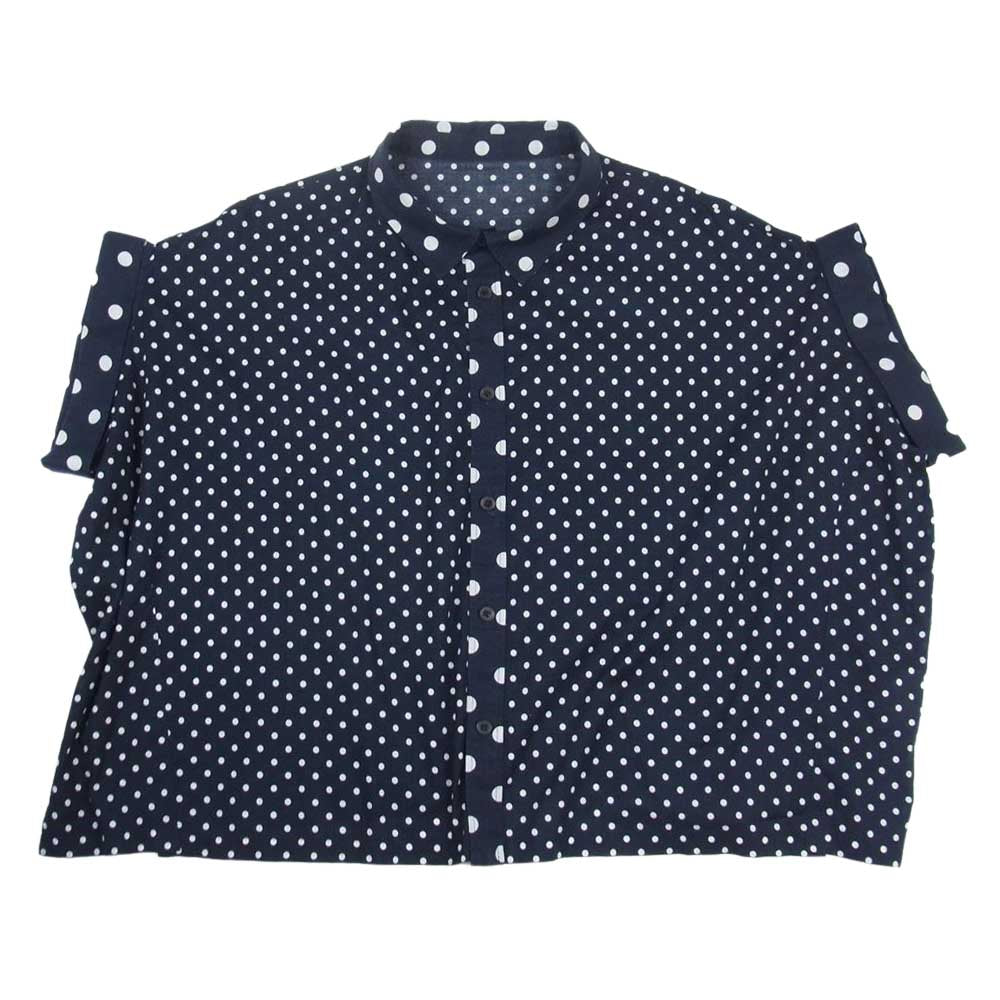 Yohji Yamamoto ヨウジヤマモト YT-B20-811 Y's ワイズ ドット ショートスリーブ クロップド オーバーサイズ 半袖 シャツ ネイビー系 1【中古】