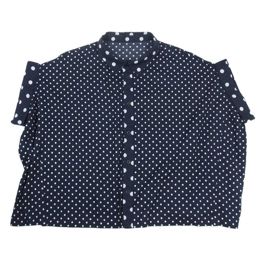 Yohji Yamamoto ヨウジヤマモト YT-B20-811 Y's ワイズ ドット ショートスリーブ クロップド オーバーサイズ 半袖 シャツ ネイビー系 1【中古】