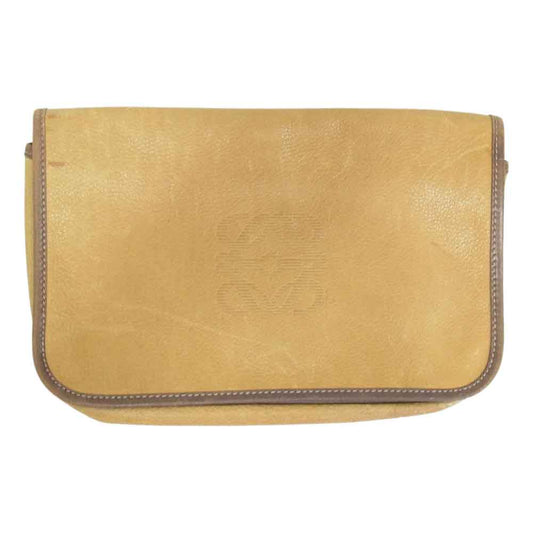 LOEWE ロエベ レザー クラッチ セカンド バック ブラウン系【中古】