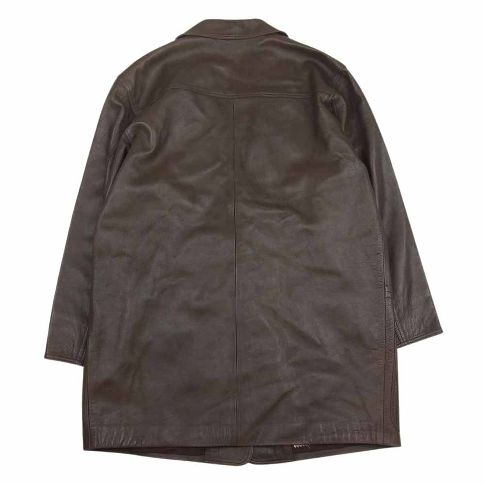 LOEWE ロエベ 4147 アナグラム ロゴ ボタン ラムレザー コート ジャケット ブラウン系 42【中古】