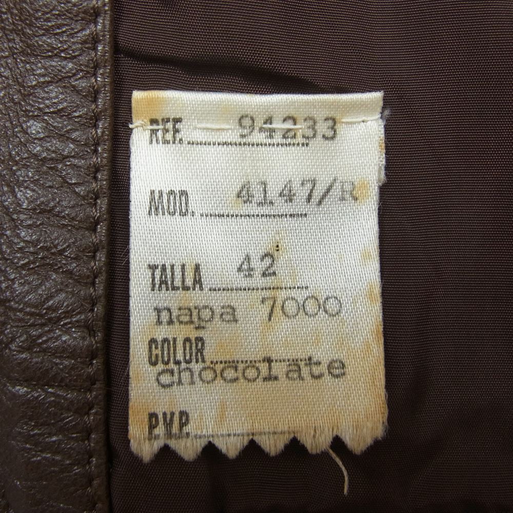 LOEWE ロエベ 4147 アナグラム ロゴ ボタン ラムレザー コート ジャケット ブラウン系 42【中古】