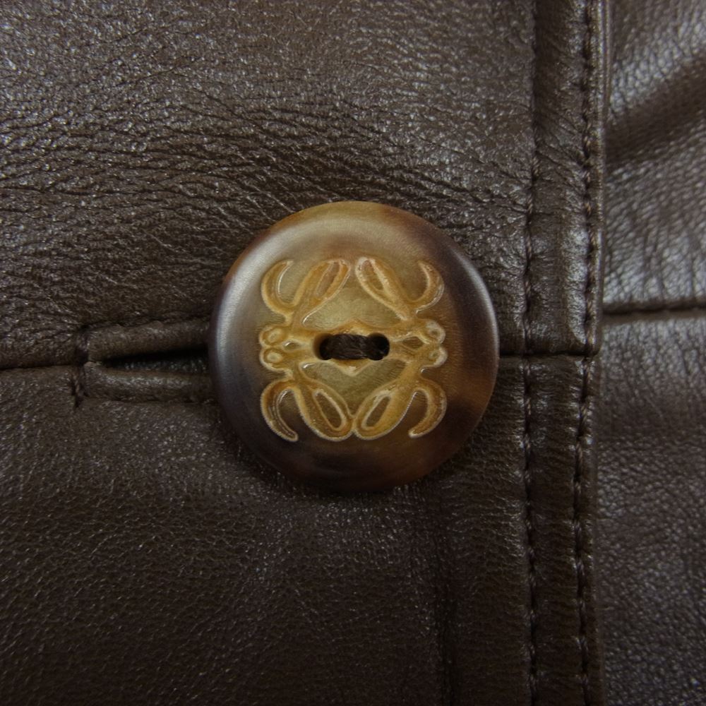 LOEWE ロエベ 4147 アナグラム ロゴ ボタン ラムレザー コート