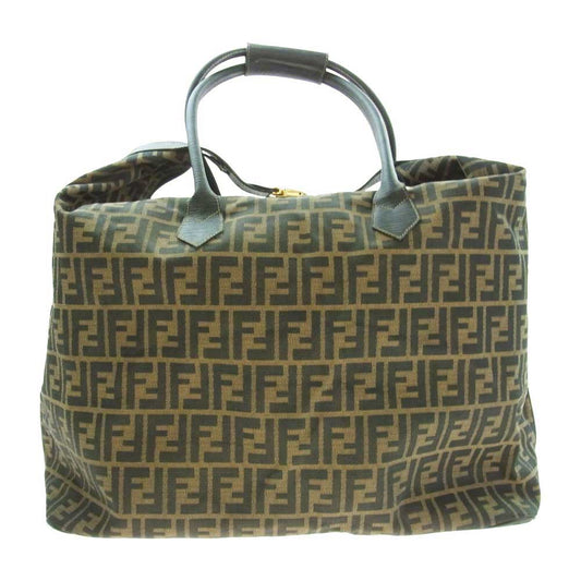 FENDI フェンディ ズッカ柄 ボストン トラベル ショルダー バッグ ブラウン系【中古】