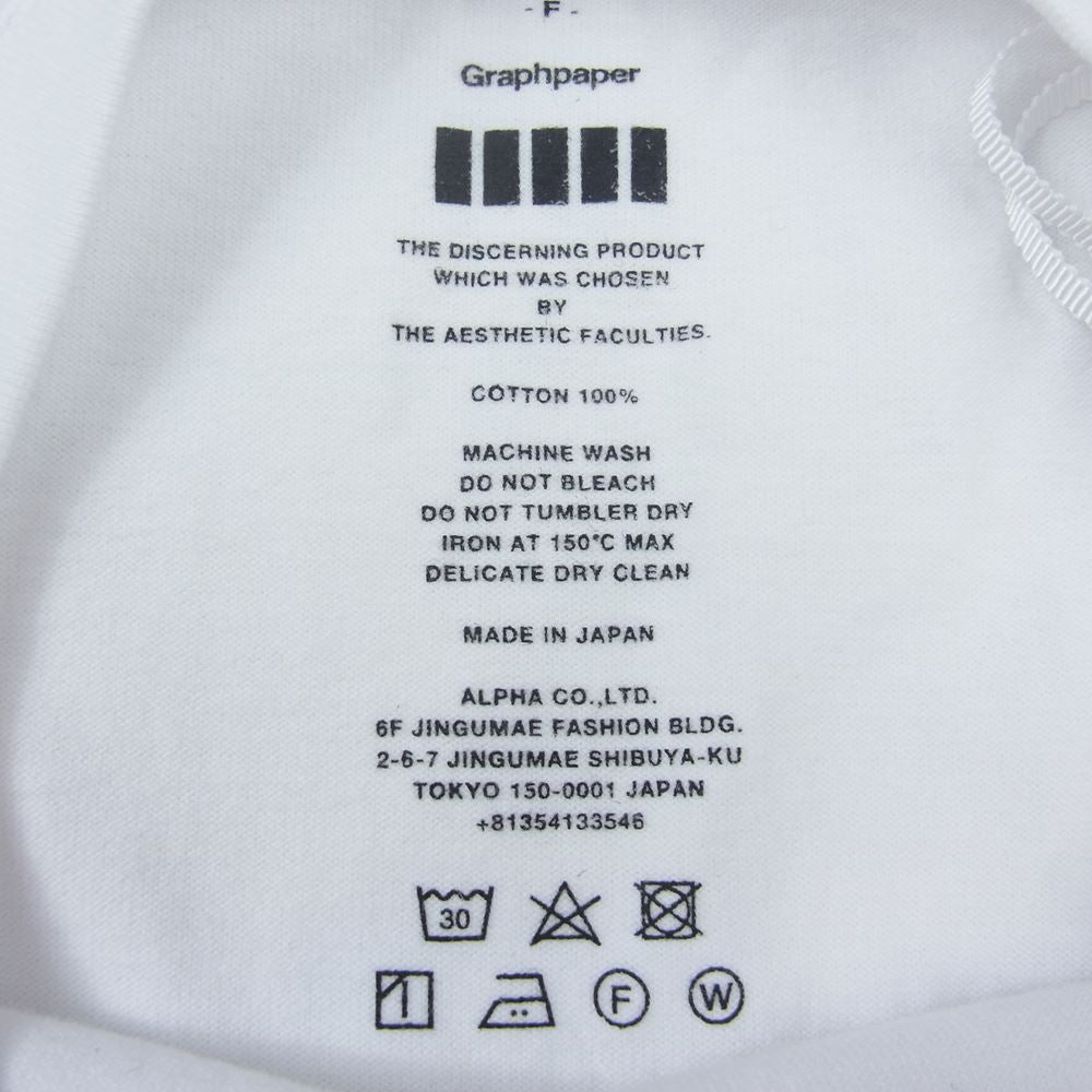GRAPHPAPER グラフペーパー 23SS GU232-70045B S/S Oversized Tee オーバーサイズ 半袖 Tシャツ ホワイト ホワイト系 F【極上美品】【中古】