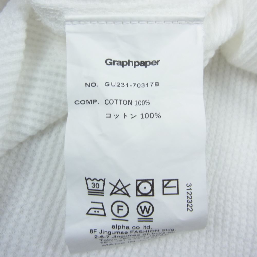 GRAPHPAPER グラフペーパー 23SS GU231-70317B Waffle L/S Crew Neck Tee ワッフル クルーネック 長袖 Tシャツ ホワイト系 2【美品】【中古】