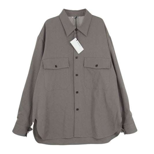 AURALEE オーラリー 19AW A9AS03MX WOOL MAX GABARDINE SHIRTS ウール マックス ギャバジン 長袖 シャツ グレー系 4【美品】【中古】