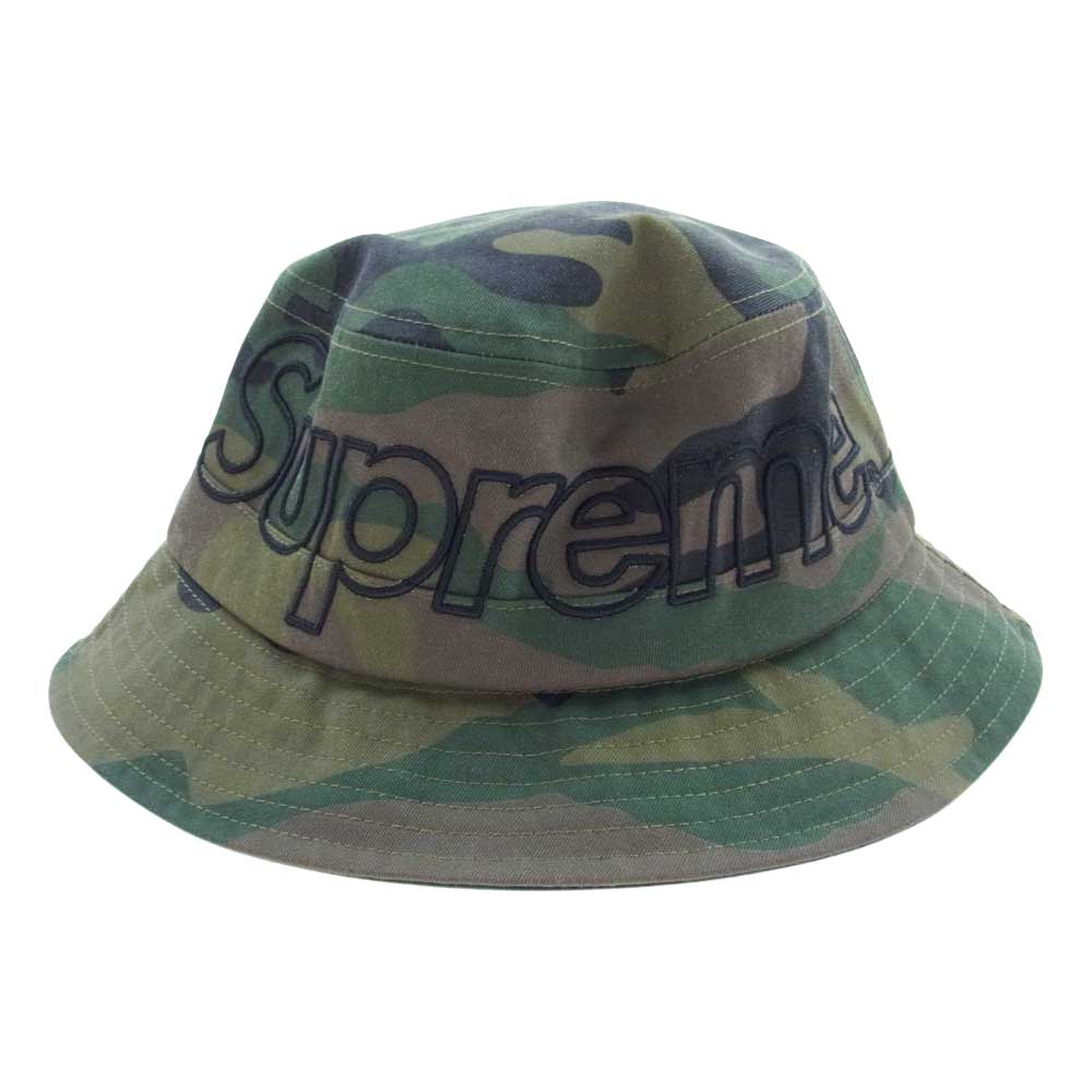 Supreme シュプリーム Outline Crusher ロゴ アウトライン 刺繍 カモ バケット ハット クラッシャー カーキ系 S/M【新古品】【未使用】【中古】