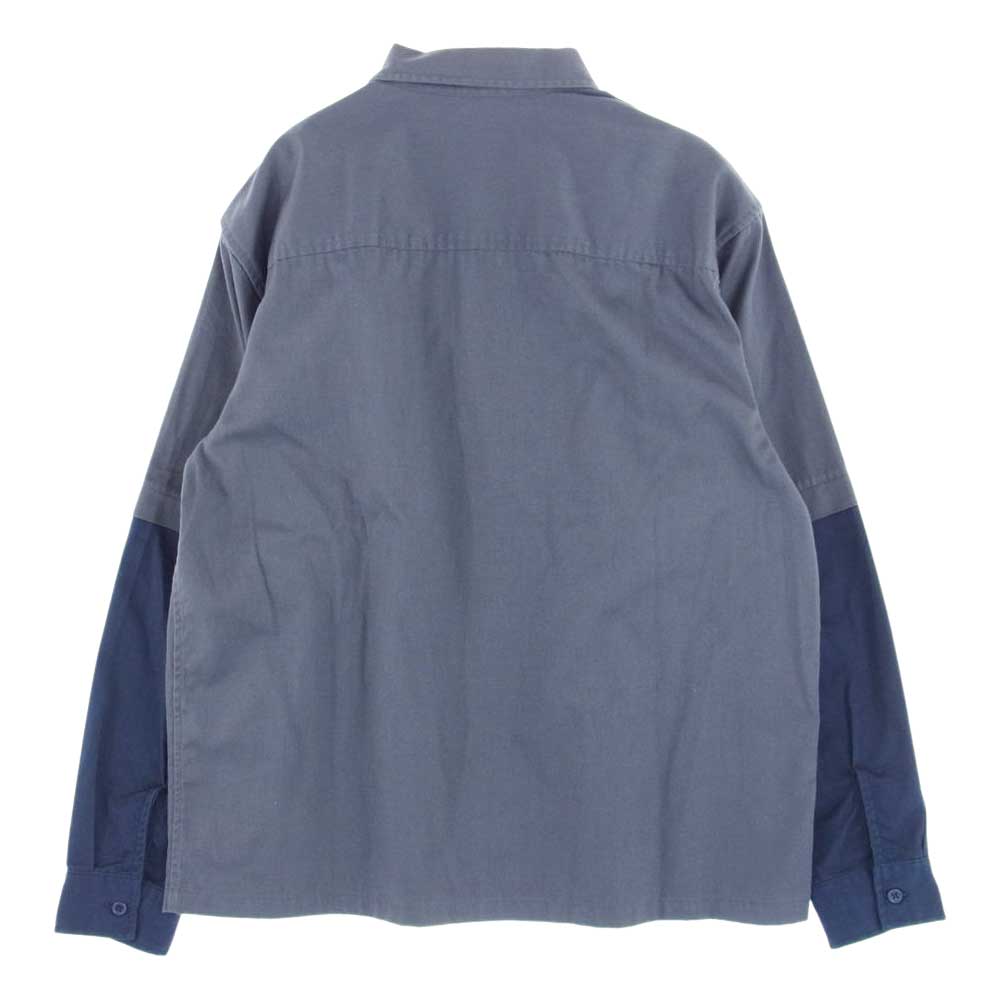 Supreme シュプリーム 20AW 2-Tone Work Shirt ロゴ ツートン ワーク 長袖 シャツ グレー系 ネイビー系 M【中古】