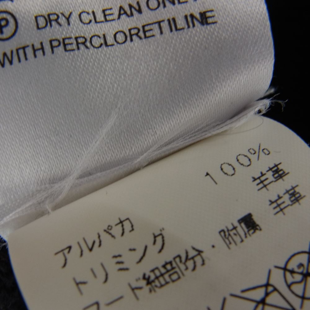 HERMES エルメス 国内正規品 レザートリム クロシェットドローコード アルパカ100％ ハーフジップ ニット パーカー ブラック系 M【中古】