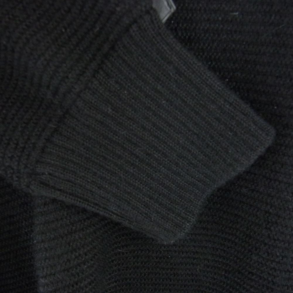 HERMES エルメス 国内正規品 レザートリム クロシェットドローコード アルパカ100％ ハーフジップ ニット パーカー ブラック系 M【中古】