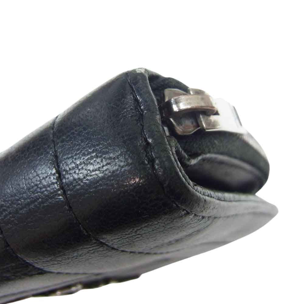 SAINT LAURENT サンローラン YSLロゴ キルティング モノグラム ラウンドジップ 財布 ブラック系【中古】