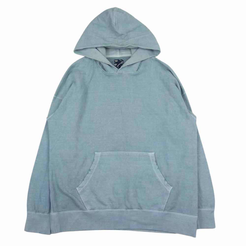 VISVIM ビズビム 0220905010007 20AW ict JUMBO HOODIE P.O. UNEVEN DYE ジャンボ プルオーバー パーカー フーディー アンイーブンダイ USED加工 ブルー系 2【中古】