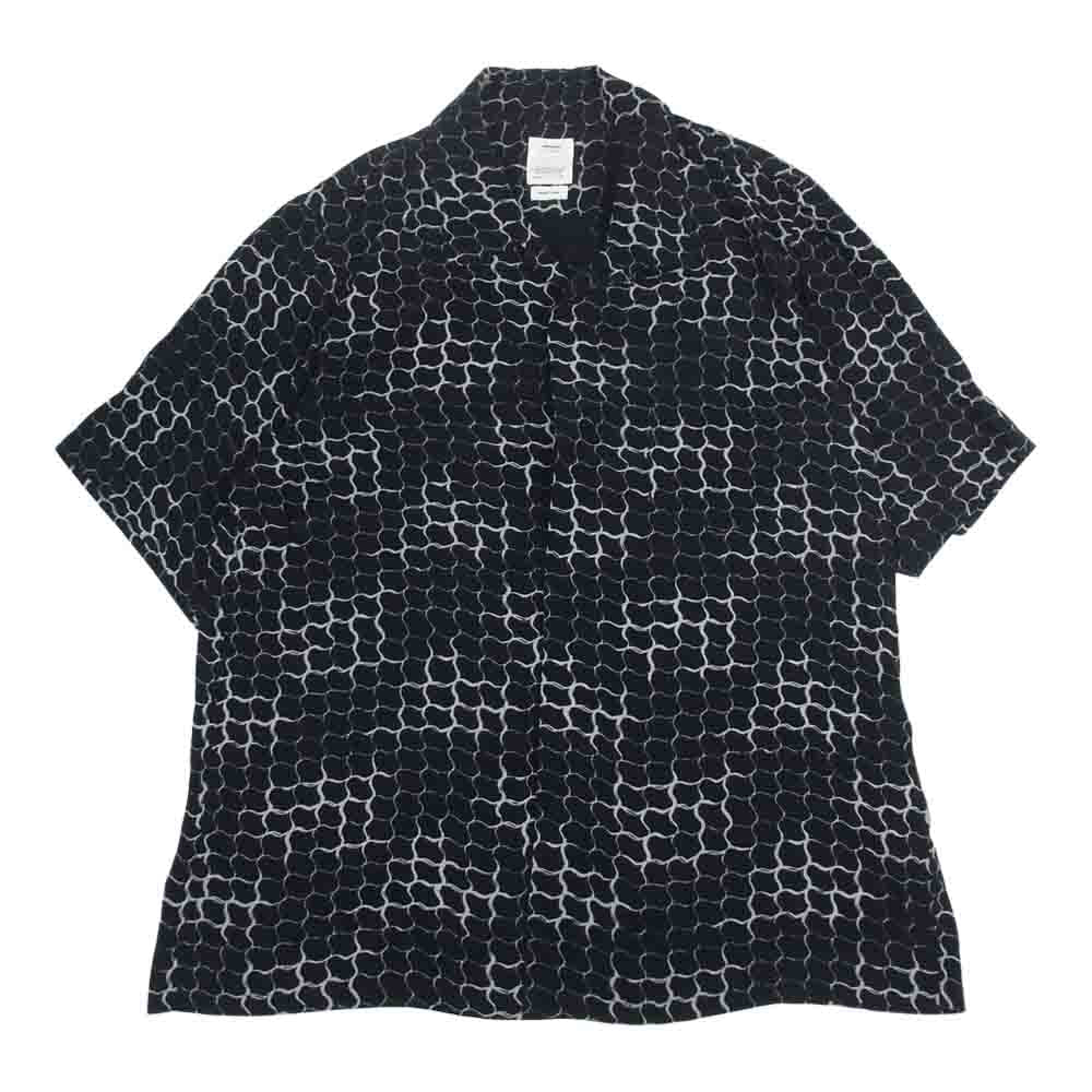 VISVIM ビズビム 0120105011020 20SS FREE EDGE SHIRT S/S LATTICE レーヨン 総柄 開襟 フリーエッジ 半袖 シャツ ブラック系 2【中古】