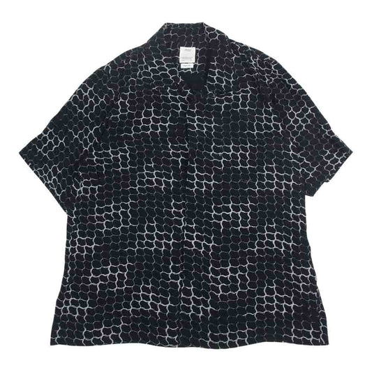 VISVIM ビズビム 0120105011020 20SS FREE EDGE SHIRT S/S LATTICE レーヨン 総柄 開襟 フリーエッジ 半袖 シャツ ブラック系 2【中古】