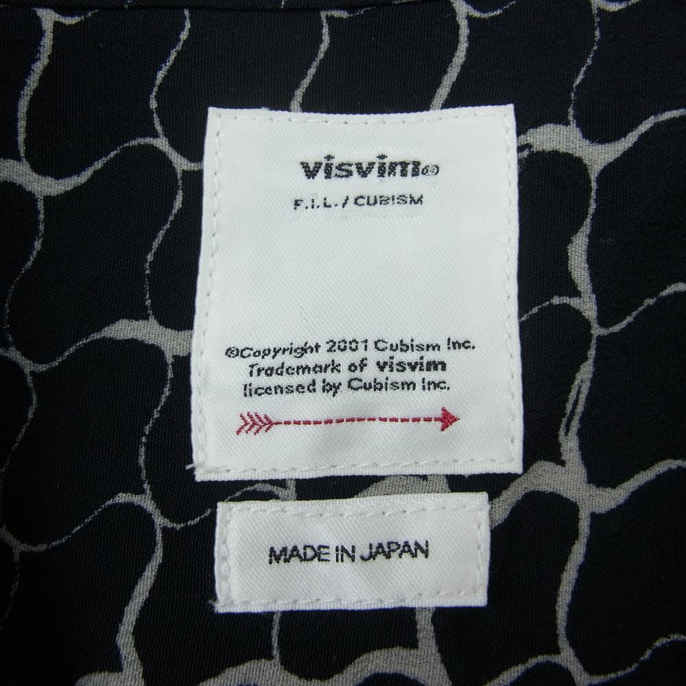 VISVIM ビズビム 0120105011020 20SS FREE EDGE SHIRT S/S LATTICE レーヨン 総柄 開襟 フリーエッジ 半袖 シャツ ブラック系 2【中古】