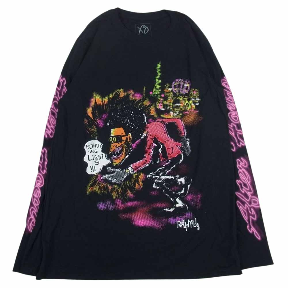 READY MADE レディメイド × The Weekend Blinding Lights ザ ウィークエンド ロング TEE Tシャツ ブラック系 M【極上美品】【中古】