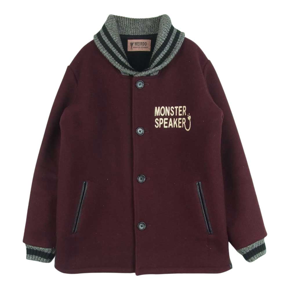 WEIRDO ウィアード WRD-12-AW-02 WRD MONSTER SPEAKER モンスタースピーカー ワッペン ファラオ スタジアム ジャケット スタジャン ワインレッド系 M【中古】