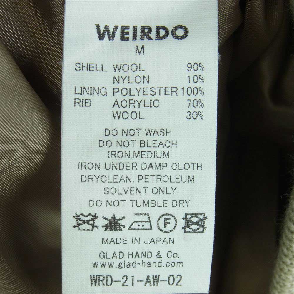 WEIRDO ウィアード WRD-21-AW-02 POLICE SQ JACKET ポリス ワッペン フリース スタジアム ジャケット スタジャン ライトグリーン系 M【中古】