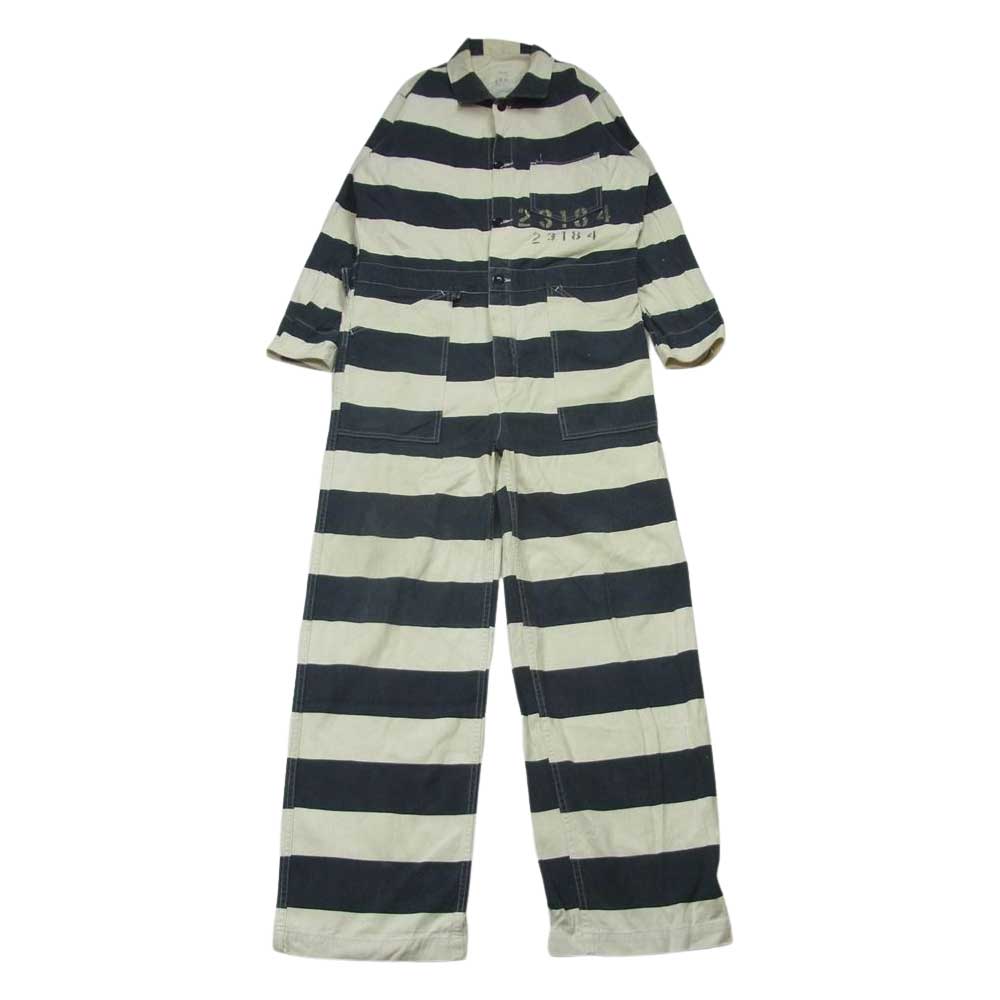 WEIRDO ウィアード WRD-14-AW-07 JAIL ALL IN ONE ジェイル ボーダー オールインワン ツナギ オフホワイト系 ダークグレー系 M【中古】