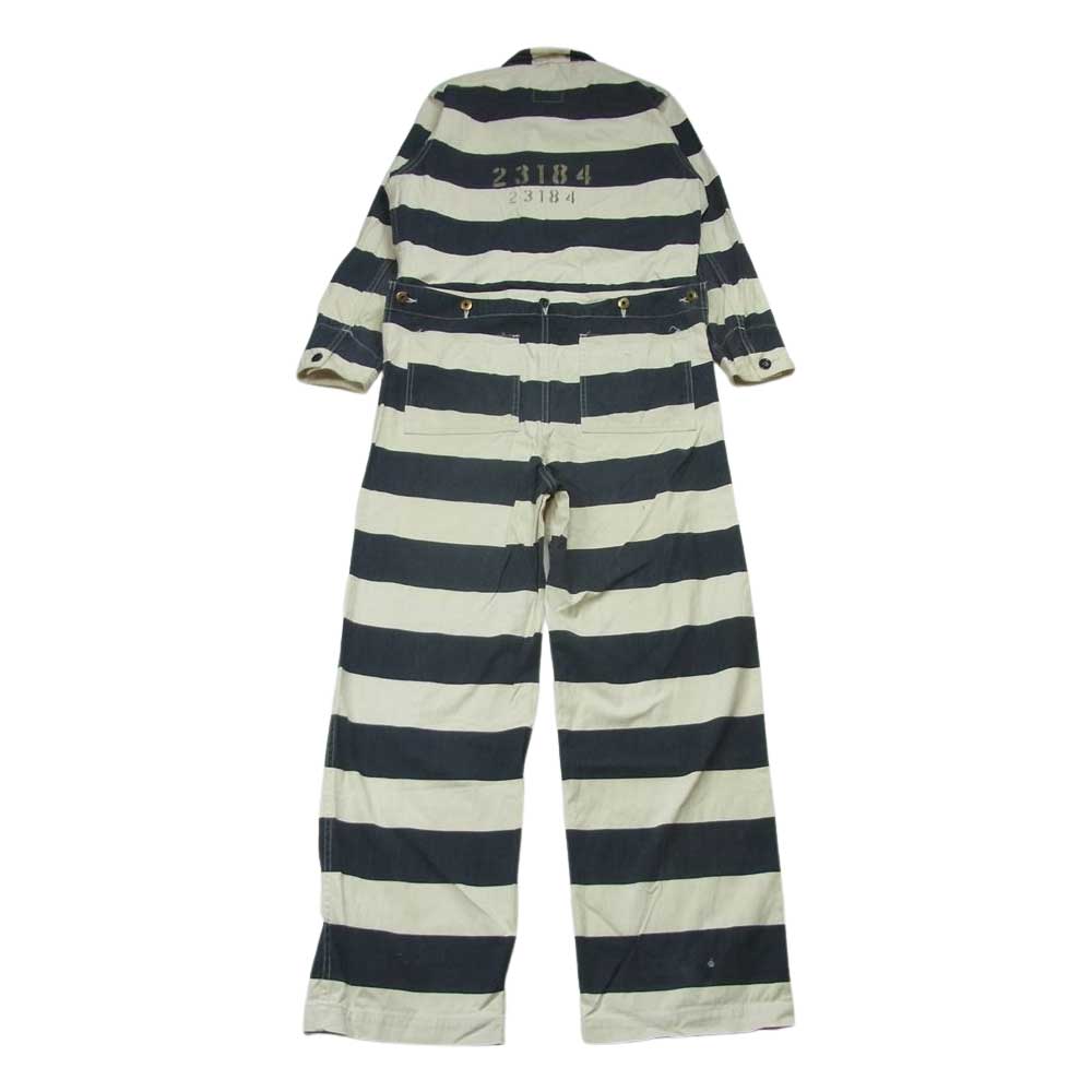 WEIRDO ウィアード WRD-14-AW-07 JAIL ALL IN ONE ジェイル ボーダー オールインワン ツナギ オフホワイト系 ダークグレー系 M【中古】