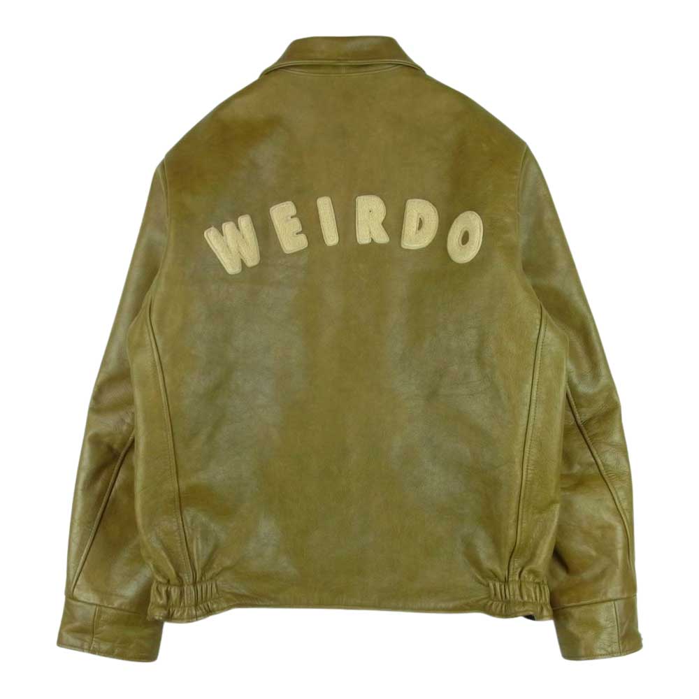 WEIRDO ウィアード WRD-15-AW-01 YETI JACKET ロゴ ワッペン イエティ レザー シングル ジャケット オリーブ系 M【中古】