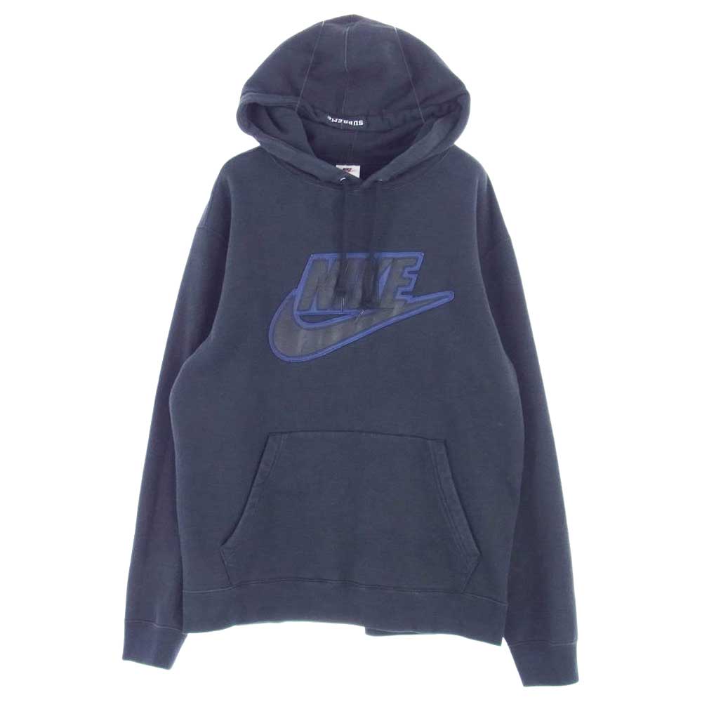 Supreme シュプリーム 19AW CK6225-010 × Nike ナイキ Leather Applique Hooded Sweatshirt  レザー アップリケ フーディー スウェット パーカー ブラック系 M【中古】