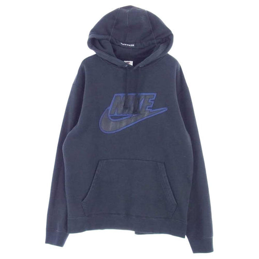 Supreme シュプリーム 19AW CK6225-010 × Nike ナイキ Leather Applique Hooded Sweatshirt  レザー アップリケ フーディー スウェット パーカー ブラック系 M【中古】