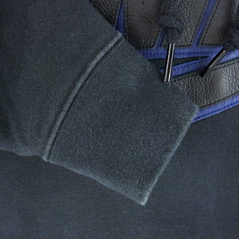 シュプリーム ×ナイキ NIKE  19AW  Leather Applique Hooded Sweatshirt CK6225-010 レザーアップリケプルオーバーパーカー メンズ S