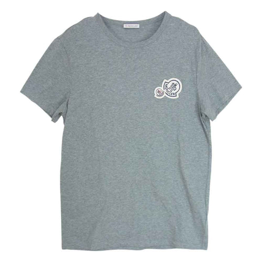 MONCLER モンクレール E2091803250 8390Y MAGLIA T-SHIRT マグリア Tシャツ ダブル ロゴ ワッペン グレー系 M【中古】