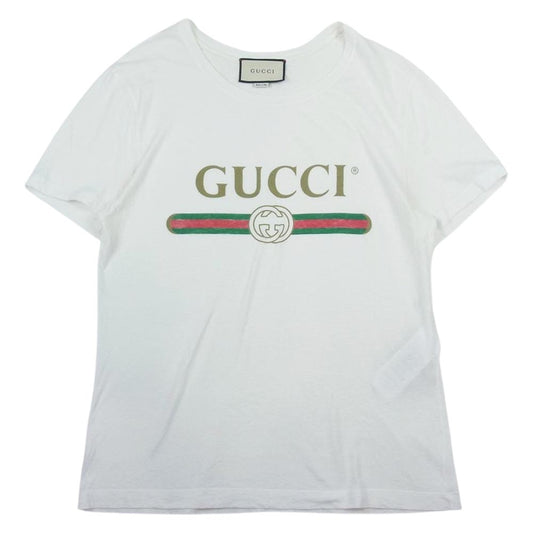 GUCCI グッチ 17SS 440103-X3F05 ウォッシュド オーバーサイズ Tシャツ ホワイト系 XS【中古】
