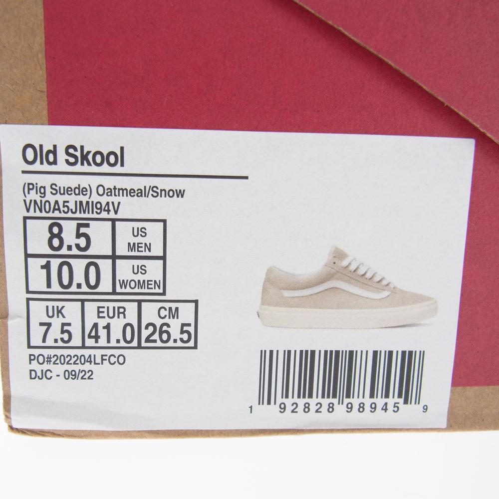 VANS バンズ VN0A5JMI94V OLD SKOOL PIG SUEDE OATMEAL  オールドスクール スエード ローカット スニーカー ベージュ系 26.5cm【新古品】【未使用】【中古】