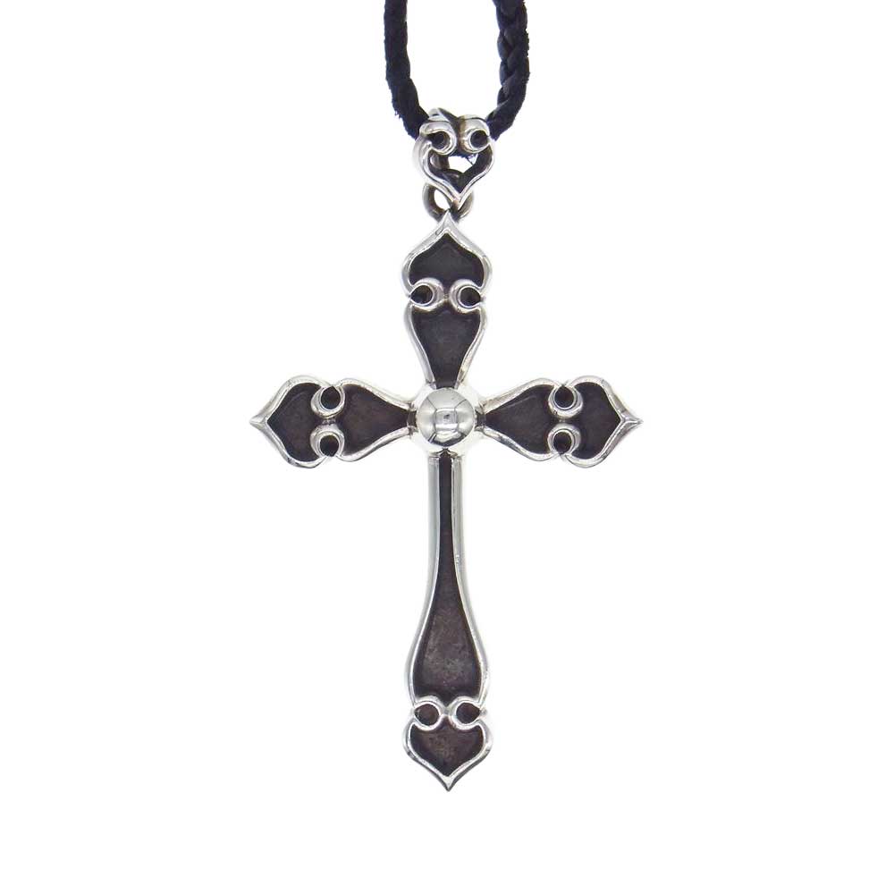 CHROME HEARTS クロムハーツ（原本無） スペードクロス タイニー スクロール レザー ブレード ネックレス シルバー系【中古】