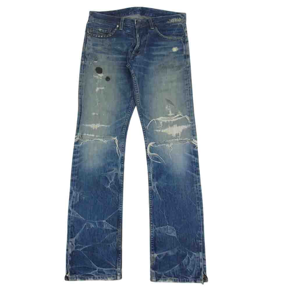 HYSTERIC GLAMOUR ヒステリックグラマー 5AP-0281 スタッズ ダメージ加工 クラッシュ デニムパンツ ジーンズ インディゴブルー系 XS【中古】