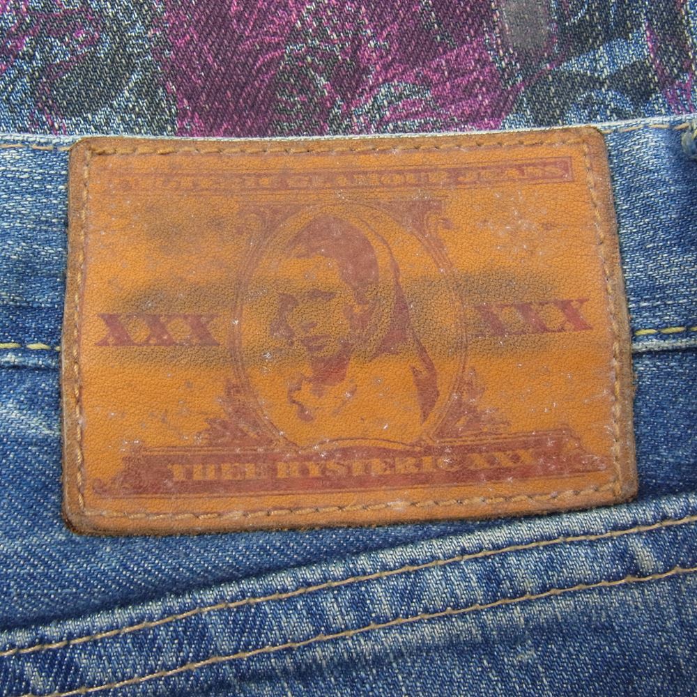 HYSTERIC GLAMOUR ヒステリックグラマー 5AP-0841 スタッズ デニム パンツ ダメージ プリント 転写 ガール インディゴブルー系 28【中古】