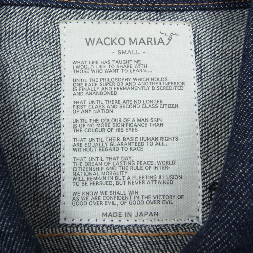 WACKO MARIA ワコマリア ロゴ刺繍 トラッカー デニム ジャケット インディゴブルー系 S【中古】