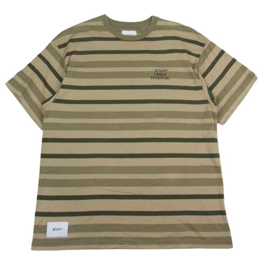 WTAPS ダブルタップス 22SS 221ATDT-CSM29 JAM 01 / SS ボーダー Tシャツ カーキ系 ベージュ系 04【中古】