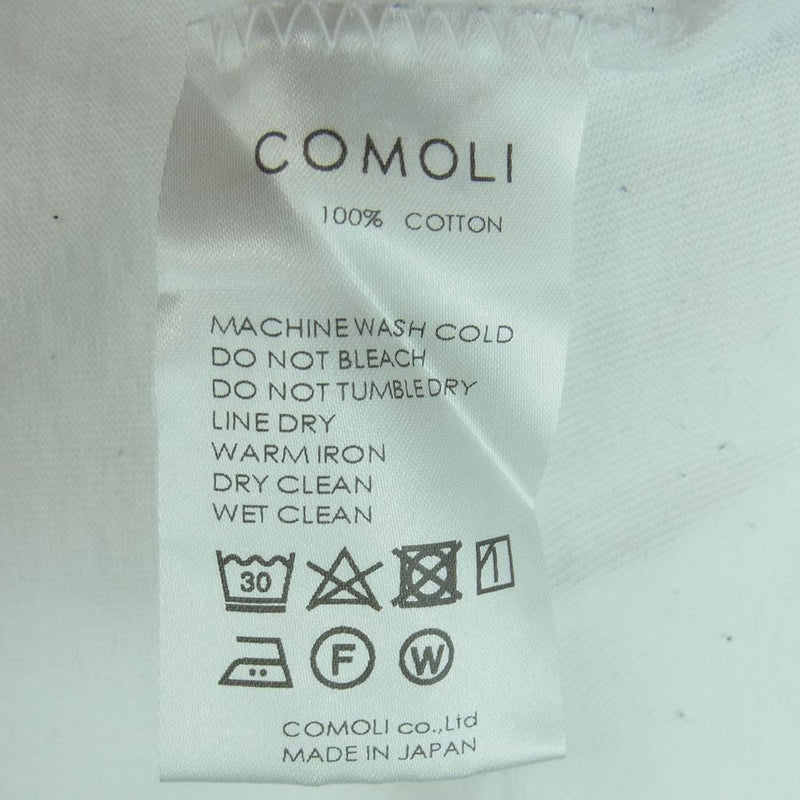 COMOLI コモリ 21SS T01-05007 空紡天竺 クルーネック 半袖 Tシャツ 日本製 ホワイト系 3【中古】