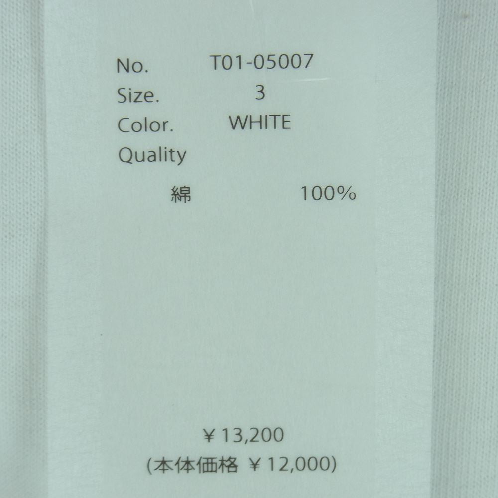 COMOLI コモリ 21SS T01-05007 空紡天竺 クルーネック 半袖 Tシャツ 日本製 ホワイト系 3【中古】