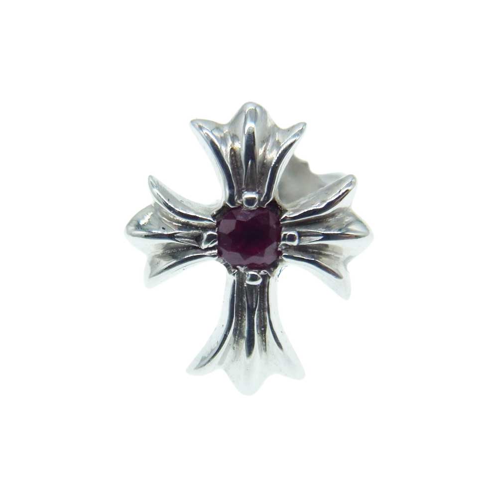 CHROME HEARTS クロムハーツ（原本無） 18K No2 CH CRS Ruby 18KWG CHクロス スタッド 1ルビー ホワイトゴールド ピアス 【中古】