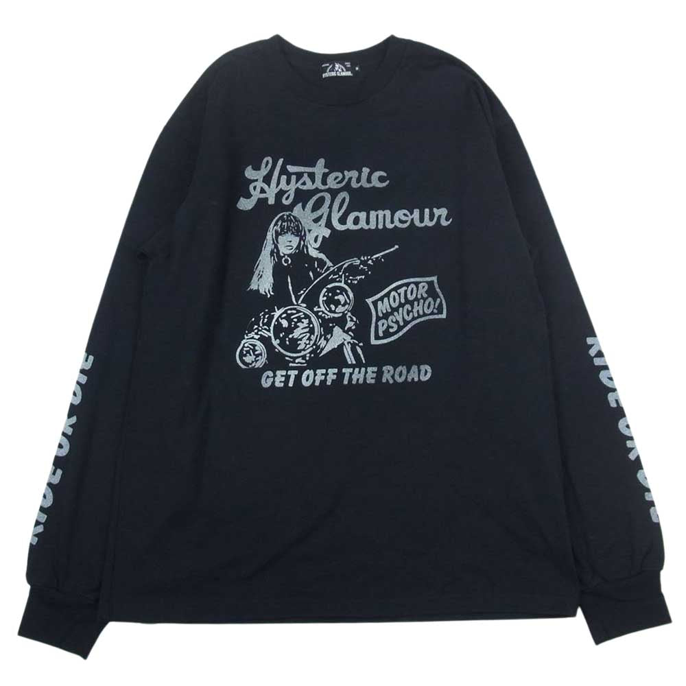 HYSTERIC GLAMOUR ヒステリックグラマー 02173CL04 MOTOR CHICK ロングスリーブ TEE 長袖 Ｔシャツ ブラック系 M【中古】